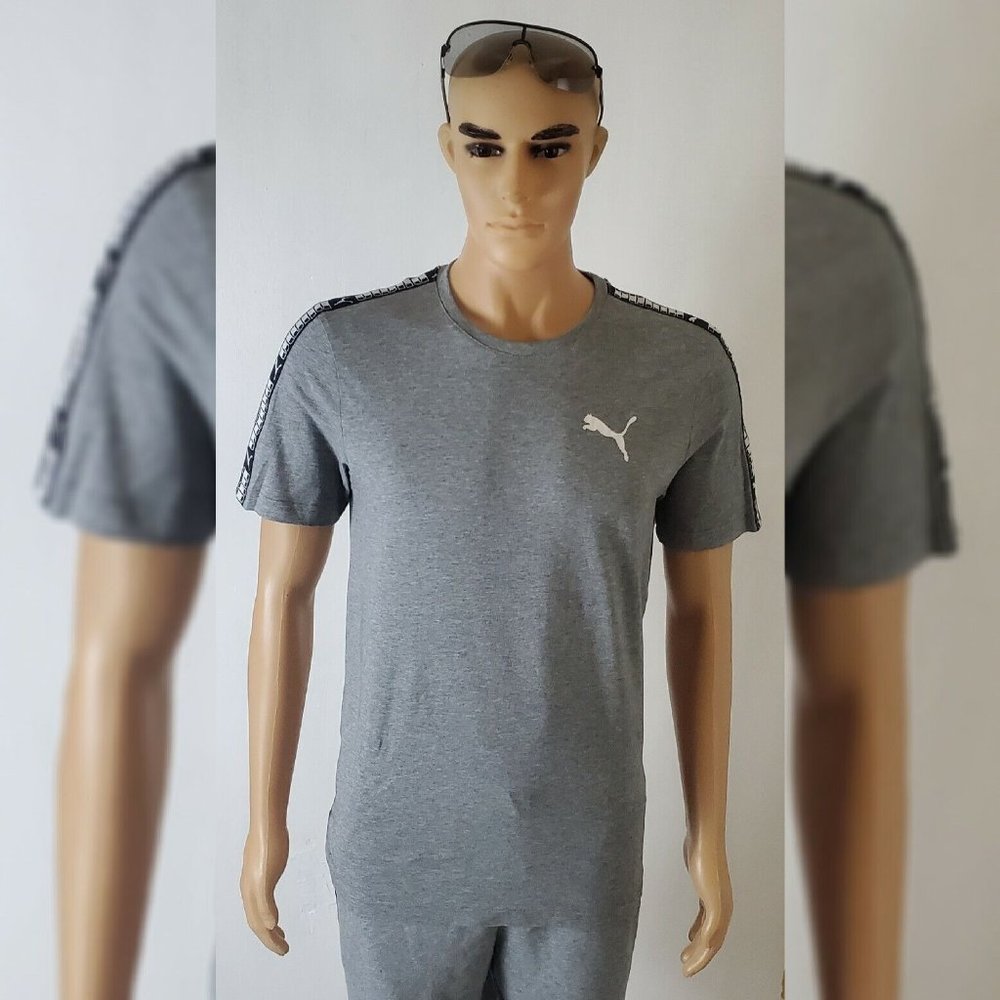 PUMA TILT TAPE TEE TSHIRT MEN'S REGULAR FIT CREW NECK SHORT SLEEVE SIZE XL GREY